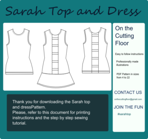 sarah top and dress technical drawing