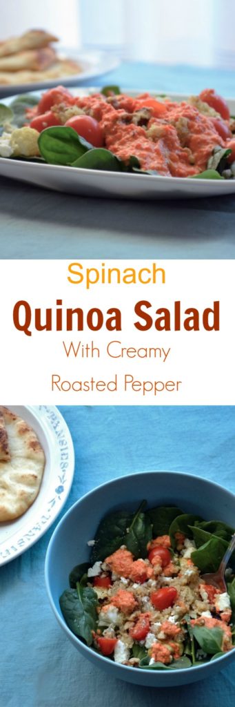 Spinach Quinoa Salad with Creamy Roasted Pepper