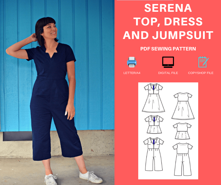 NEW PATTERN FOR SALE: The Serena Jumpsuit, Top and Dress PDF sewing pattern